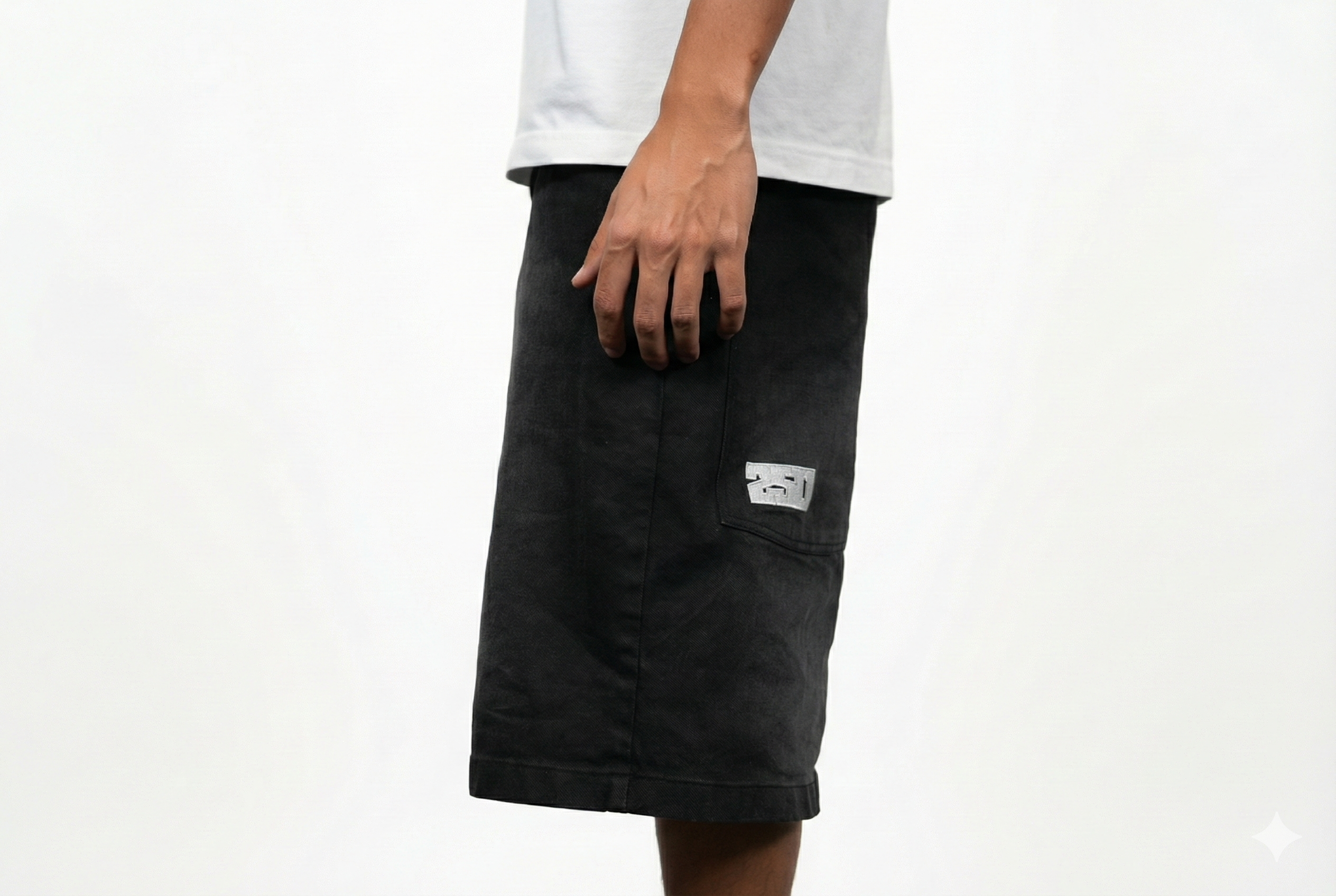 Black Denim Flares Jorts