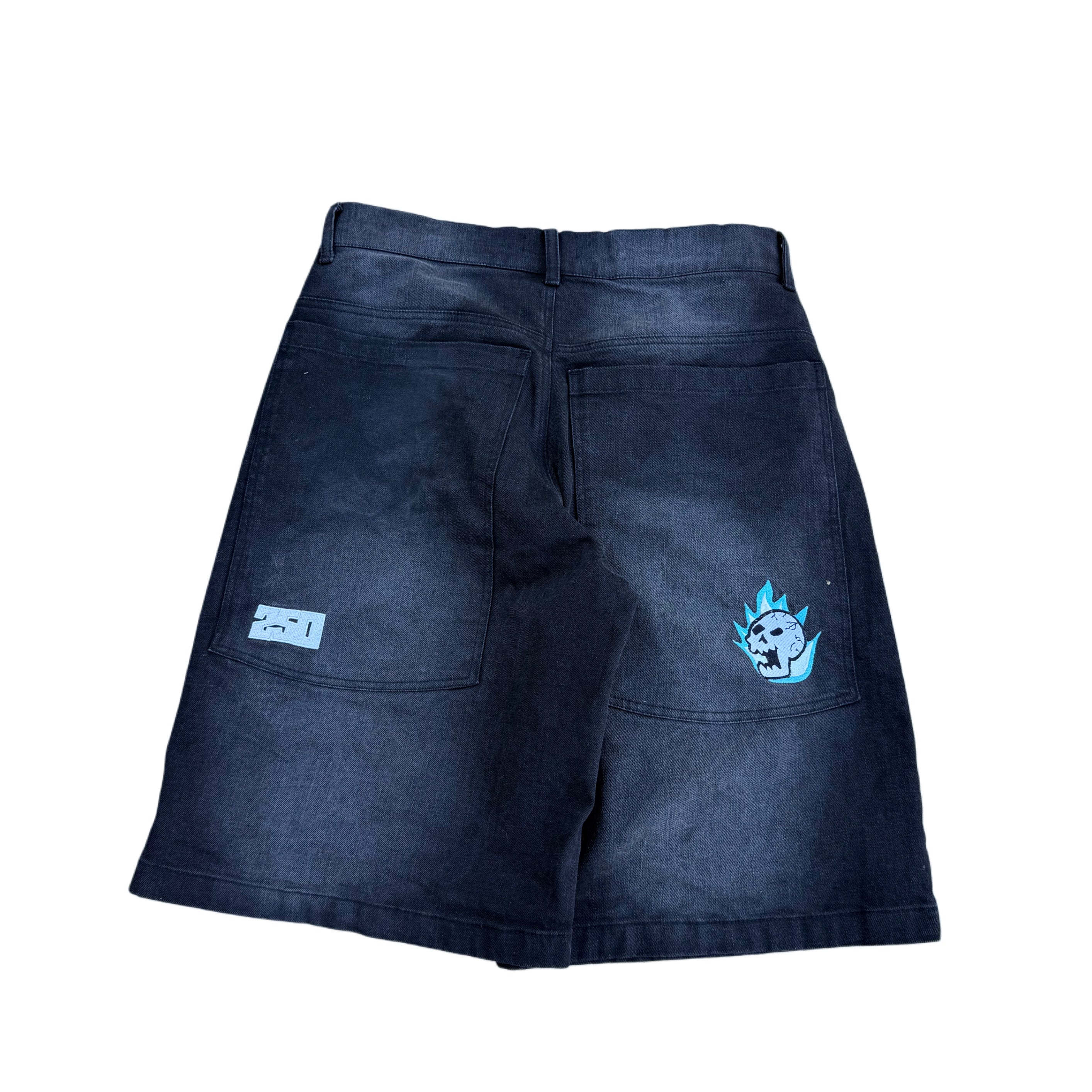 Black Denim Flares Jorts